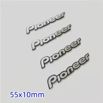 4pcs/lot Hi-Fi Speaker audio Speaker 3D Aluminum Badge Emblem stereo sticker for Pioneer 55x10mm