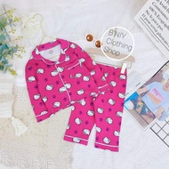 Ready stock sleepwear cotton pyjamas butang baju tidur kanak kanak perempuan berbutang pyjamas butan