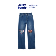 JELLY BUNNY กางเกงเดนิมขายาวสีเฟดปักลาย TOM AND JERRY รุ่น B26SGWA031