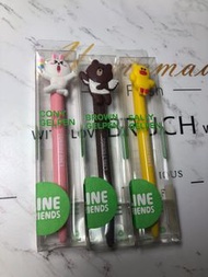 全新韓國購入正品Line兔兔 熊大 莎莉 原子筆3隻ㄧ組 #交換禮物#聖誕禮物