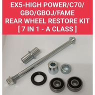 EX5 HIGH POWER/C70/GBO/GBOJ/FAME [ 7 IN 1 - A CLASS ] REAR WHEEL RESTORE KIT SET/BUSH/SHAFT/COLLAR/O