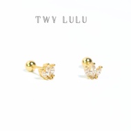 Mitte zircon stud  925 silver and 14k gold vermeil