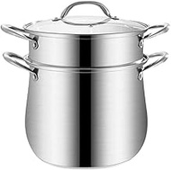 WSJTT Steel Steamer, Steel Steamer Pot Stainless Steel Steamer Pot Cooker Double Boiler Soup Steaming Pot Cookware (Size : 26cm)