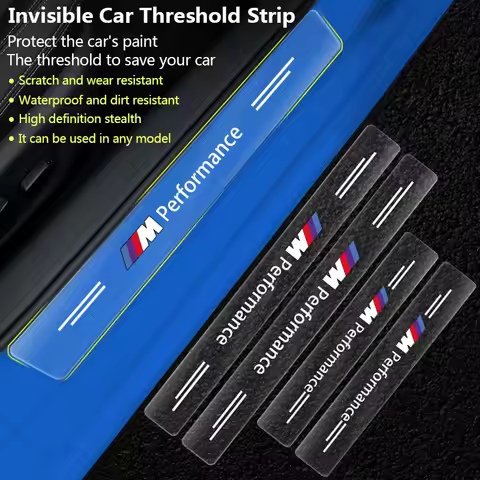 4Pc Car 3D Transparent Door Threshold Pedal Conservation Sticker For BMW E46 E39 E53 E36 F22 E87 E90