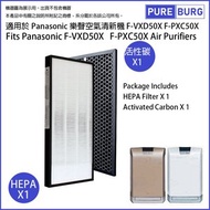 淨博 - 一組兩件【適用於Panasonic Nanoe F-VXD50X F-PXC50X】空氣清新機HEPA濾網+活性碳濾網濾芯 F-ZXCP50X F-ZXCD50X