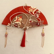 Group Fan Folding Fan Wedding Bridal Dressing Robe Fan Holding Flowers Wedding Fan Xiuhexi Fan High-