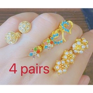 14k 4 pairs Bangkok gold earrings
