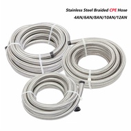 Universal Silver Fuel Hose Oil Gas Line AN4 AN6 AN8 AN10 AN12 AN16 Stainless Steel Braided Pipeline 
