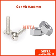 M3 Cross Screws - M3 round head screws 5mm/8mm long, M3 Hexagonal Nut - inner diameter 3mm