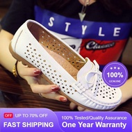 Ready Stock Summer Breathable Flat White Shoes Female Mother Shoes Hole Women's Shoes Peas Shoes Fem