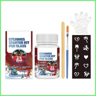 Etching Cream Kit for Glass Frosted Glass Etching Kit with Stencils Reusable Art Supplies for Glassw