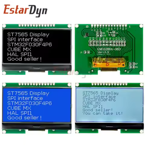EstarDyn 12864-06D 3.3V 12864 LCD Module, COG, ST7565R, Dot Matrix Screen, SPI interface