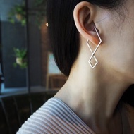 rhombus earring_菱形耳骨環 沒耳洞 耳環 耳夾 耳骨夾 925銀
