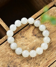 秒殺高品質天然和田玉圓珠12mm手串 玉料干淨 密度油性好