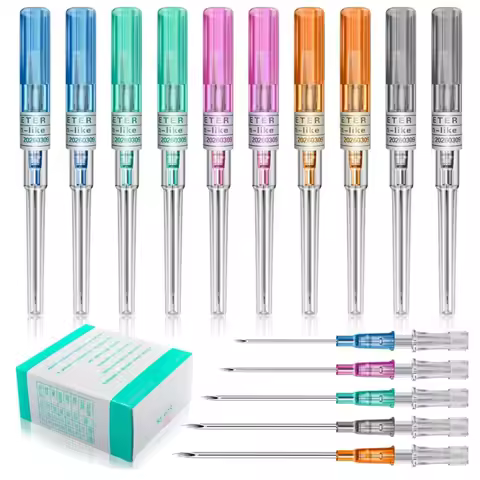 14G-22G Catheter Needles Set Sterile IV Hollow Cannula for Nose Lip Ear, Beginner DIY Piercing Suppl