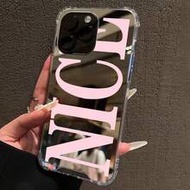 NICE Letter Print Reflective Phone Case, Y2K Baddie Style, Soft TPU Anti-Drop Protection Compatible 