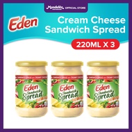 Eden Sandwich Spread Jar - Cream Cheese Flavor 220ml Rich, Creamy, Savory Spread (Set of 3)