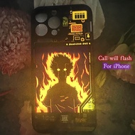 Mob Cartoon 7 Colorful Light Glass Phone Case For iPhone 12 16 17 Pro Max 15 14 Plus LED Phone Case