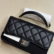 Chanel timeless top with handle corssbody WOC 淡金扣