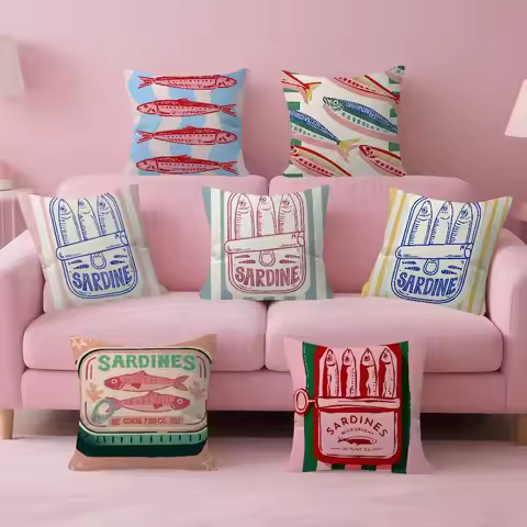 CoastalCharm Sardine Can Maple Design Cushion Cover Happy Autumn Harvest decor Holiday Decorati Pill