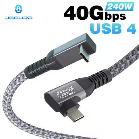 UGOURD USB 4 40Gbps Cable Thunderbolt4 type c elbow 90 degree Angle 240W USB C Cable 8K Male to Male