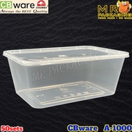 CB A1000 Rectangular Container With Lid [ 50sets± ] 1000ml Disposable Plastic Box - CBware Chunbe wa