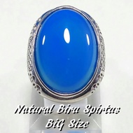 NATURAL BLUE SPIRTUS AGATE STONE RING BIG SIZE