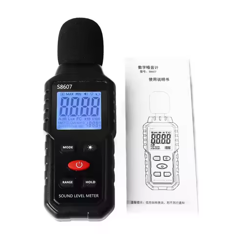 S8607 Digital Sound Level Meter LCD Display Backlit Screen Noise Decibel Portable SPL Meter 30-130dB