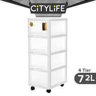 Citylife 72L 4 Tier Storage Cabinet Space Saving Drawer Cabinet Organizer With Wheels G-5021