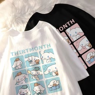 Kawaii 3x3 Sanrio Cute Pink Cotton Graphic T-Shirt biru - Unisex