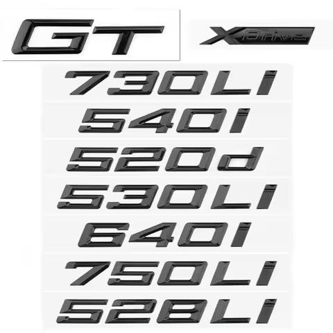 3D Letter Sticker for BMW 5 6 7 Series Car Tuning M 525i 540i 520d 630i 730Li 750Li GT Trunk Tail Ma