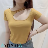 Ayhasta asymmetric Cut Out Top Tanktop asymmetric Women's Top Korean Fashion