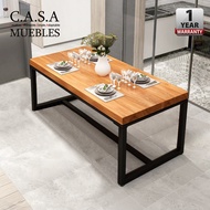 CASA MUEBLES: LEIA โต๊ะ โต๊ะรับประทานอาหาร (LEIA TABLE Solid Rubber Wood Steel Leg Dining Table Sets