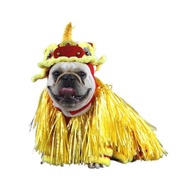BOYUNNY Chinese Style Chinese Dance Lion Dog Clothes Soft Rocking Velvet Dog Cosplay Dragon Costume 