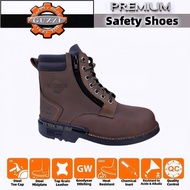 Original Guzzi Heavy Duty Steel Toe Steel Mid Plate Leather Safety Shoes Mid Cut Kasut Keselamatan 0