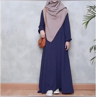 Gamis Polos Simple Terbaru Busui Friendly Hitam Elegan