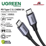 UGREEN 15311 NYLON Data Cable TYPE C TO TYPE C 240W 5A 1M 1 Meter Super Fast Charging Quick Charge Q