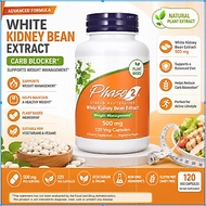 White Kidney Bean Extract 500mg 120 Veg Capsules | Carb Blocker Weight Management Diet Support Suppl