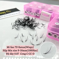 Mi fan 7D Wispy 0.07 Thick mix size 9-16mm C-D Box 1000Fan - Cheap Export Eyelash Extensions _ Thuy Ha