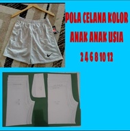 pola celana kolor anak pendek 6 ukuran