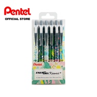 PENTEL Energel Kawaii+ Floral Edition BLN75KW Refillable Gel Roller Pen (0.5mm) / 6pc Set