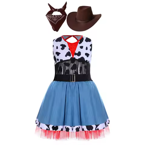 Wild West Cowgirl Cosplay Costume Set Cowboy Halloween Carnival Cosplay Dress Up Outfit Festival Dan