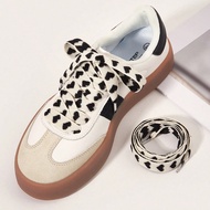 1 Pair 120cm Heart Pattern Shoelaces - Glossy Black & White Hearts, Lightweight 47.24 Inch, Sports, 