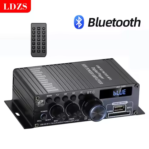AK380 800W Bluetooth Amplifier HiFi Audio Karaoke 2 Channel Home Theater Amplifier Power Class D Amp