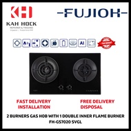 FUJIOH FH-GS7020 SVGL 2 BURNERS GAS HOB WITH 1 DOUBLE INNER FLAME BURNER - 2 YEARS WARRANTY WARRANTY