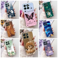 Honor X8B Case LLY-LX2 Clear Aesthetic Cute Cat Fashion Flowers Painted Back Cover X8B Honor Phone C