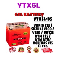 YTX5L-BS YTX5L BTX5 KOYOKO BATTERY BATERI NANOGEL GEL CB5150 VARIO 125 SUZUKI V100 V150 VR125 KTM 12