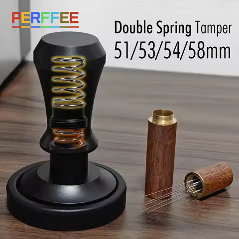 Double Spring Coffee Tamper WDT Coffee Stirrer Tool Tamper Mat Set 30lbs Constant Pressure Loaded Es