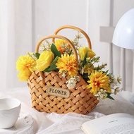 Pastoral style fake flowers, artificial flowers, living room Pastoral style fake flowers artificial flowers living room Decoration Bamboo Woven Small Flower Basket Dried flowers Flower Arrangement Basket Dining Table flowers Flower Decorations wh24408