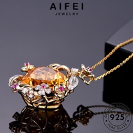 AIFEI JEWELRY Pendant For Accessories 純銀項鏈 Rantai Women Korean Perempuan Necklace Sterling 925 Citrine Fashion Perak Leher Silver Original Chain N1172